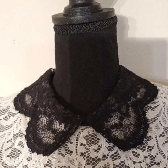 Betsy Johnson Ivory and Black Lace Dress with Collar Size 14 - Picture 5 of 12